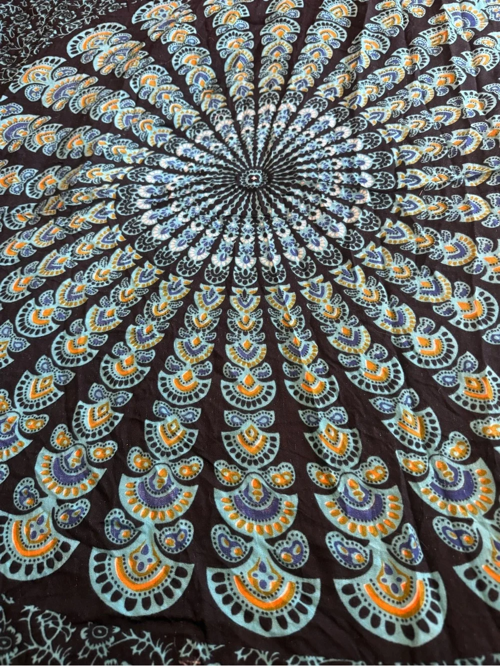 Vibrant Cotton Multicolor Mandala Wall Tapestry - Home Wall Decor
